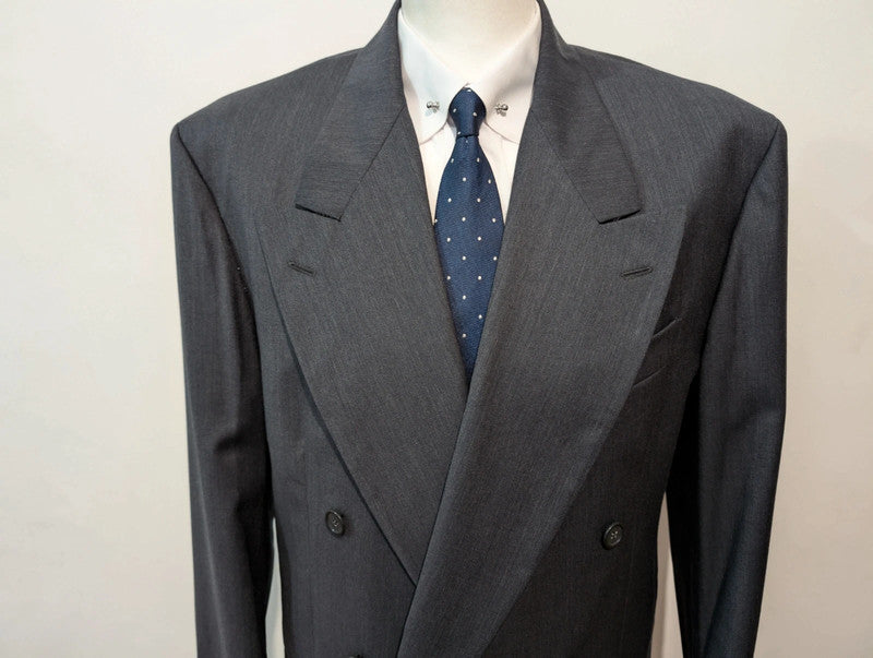 Large grey wool double-breasted suit