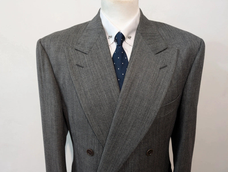 Interesting grey wool double-breasted suit