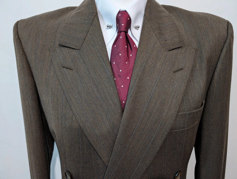 Extraordinary khaki brown wool double-breasted suit