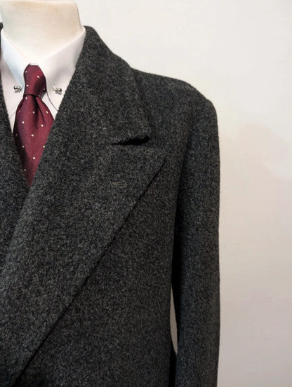Robuste manteau croisé gris en laine