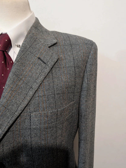 Originale veste grise a carreaux en laine