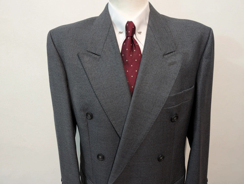 Classic grey wool double-breasted suit