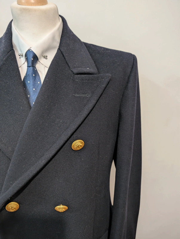 Amazing navy blue wool double breasted coat