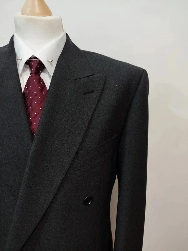 Large grey and black wool double-breasted suit