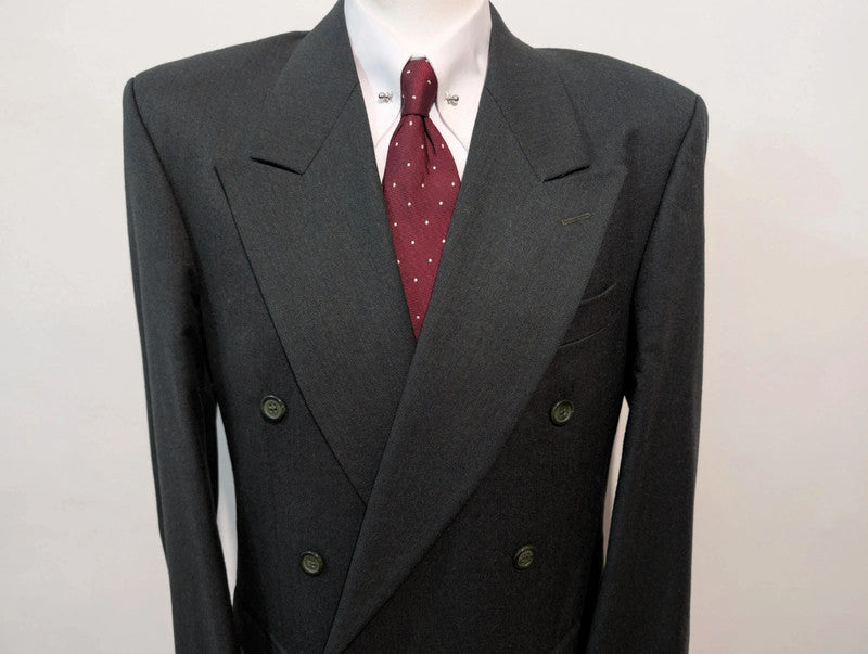 Légendaire costume croisé gris vert en flanelle