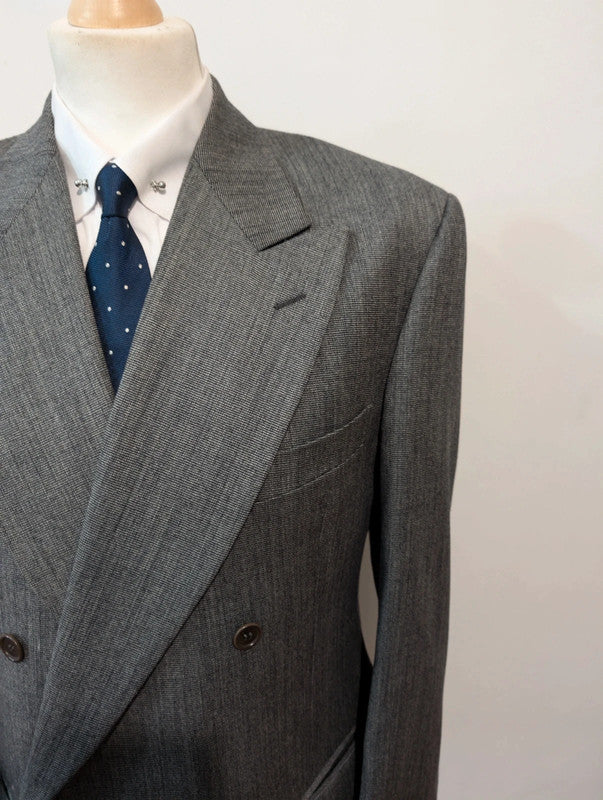 Interesting grey wool double-breasted suit