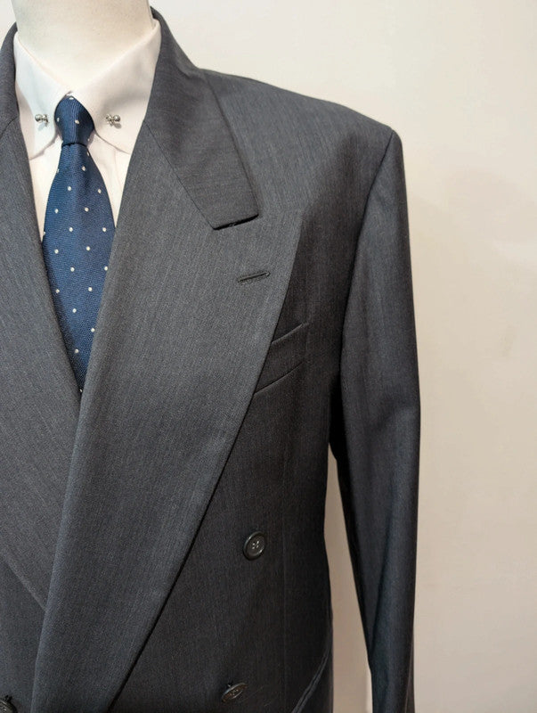 Large grey wool double-breasted suit