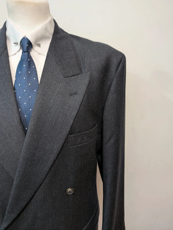 Dark gray wool double-breasted suit