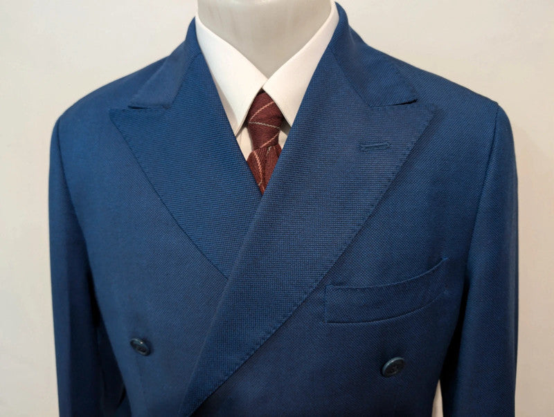 Charming blue wool double-breasted suit