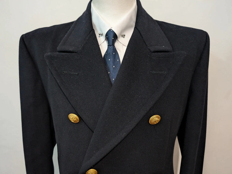 Amazing navy blue wool double breasted coat