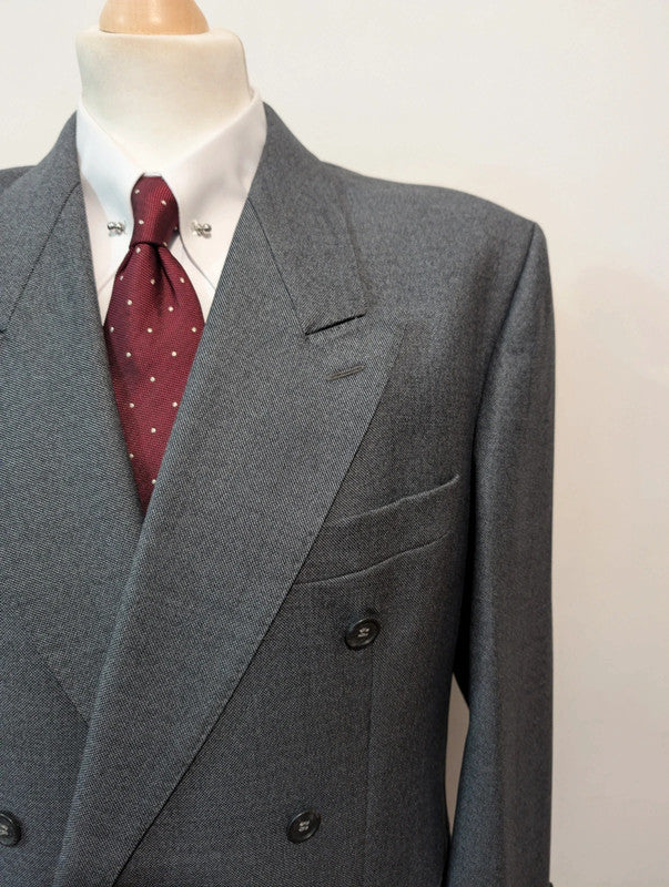 Classic grey wool double-breasted suit