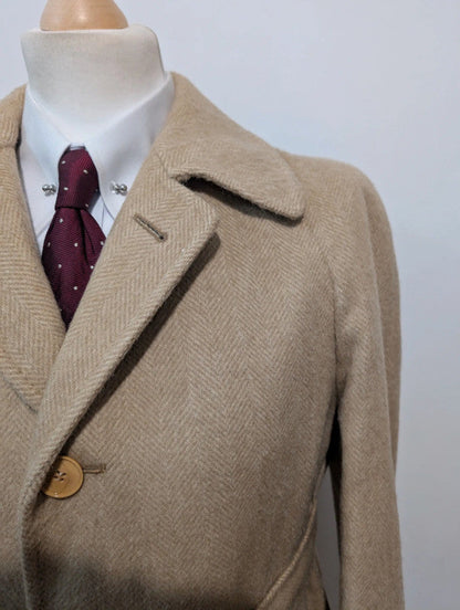 Bright cream herringbone tweed coat