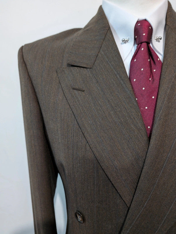 Extraordinary khaki brown wool double-breasted suit