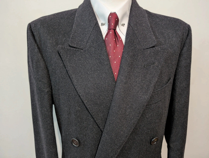 Méchant manteau croisé gris anthracite