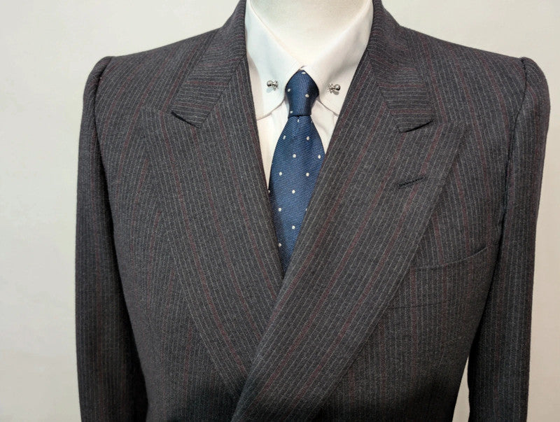 Terrifying pinstripe flannel double-breasted suit