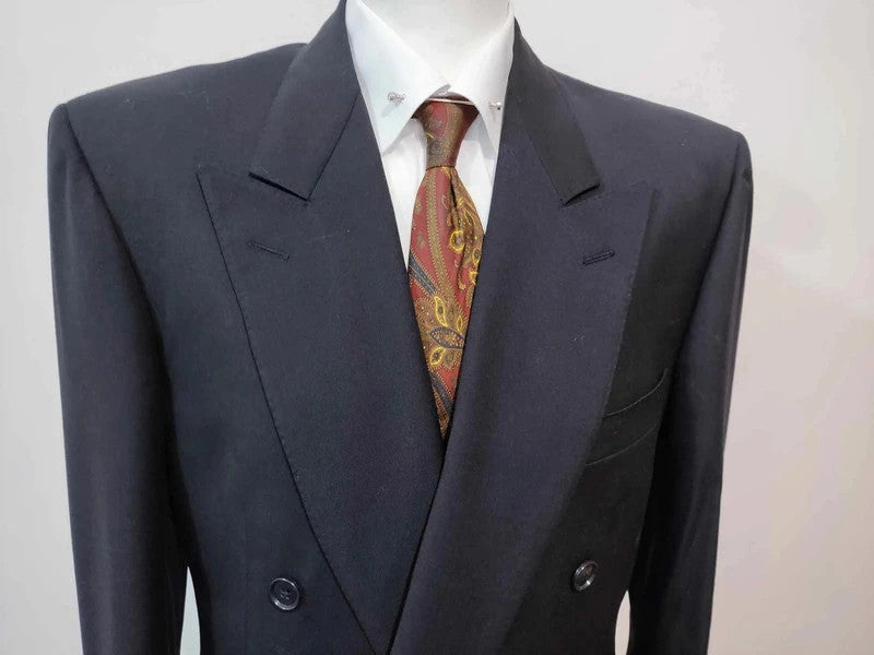 Awesome black wool double-breasted suit