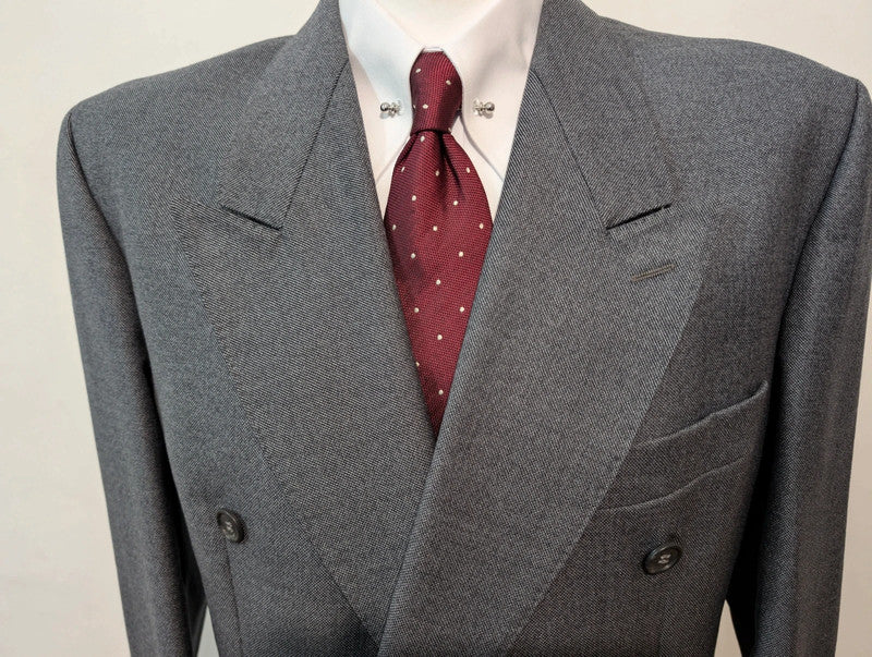 Classic grey wool double-breasted suit