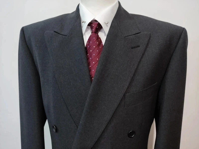 Large grey and black wool double-breasted suit