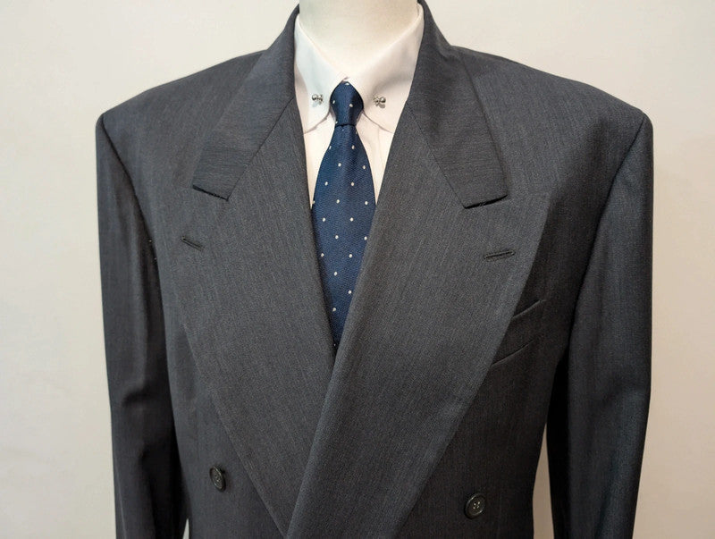 Large grey wool double-breasted suit