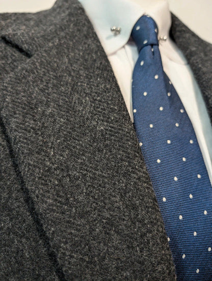 Épaisse veste gris à motif chevron en laine
