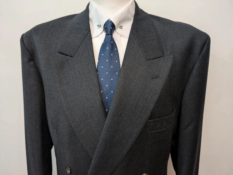 Dark gray wool double-breasted suit