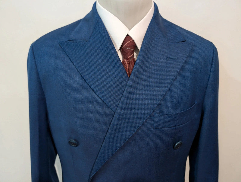 Charming blue wool double-breasted suit