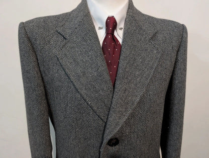Magnifique manteau gris à chevron en tweed