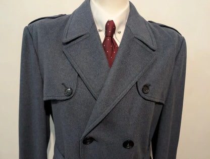Super trench coat bleu en laine
