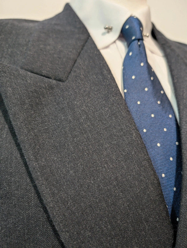 Dark gray wool double-breasted suit