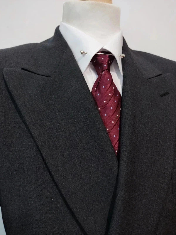 Large grey and black wool double-breasted suit