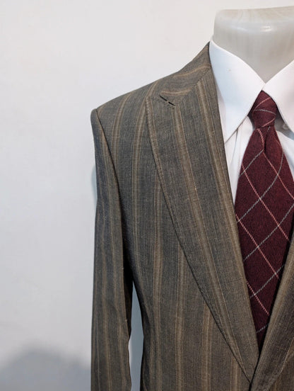 Sympathique Costume gris marron en laine légère