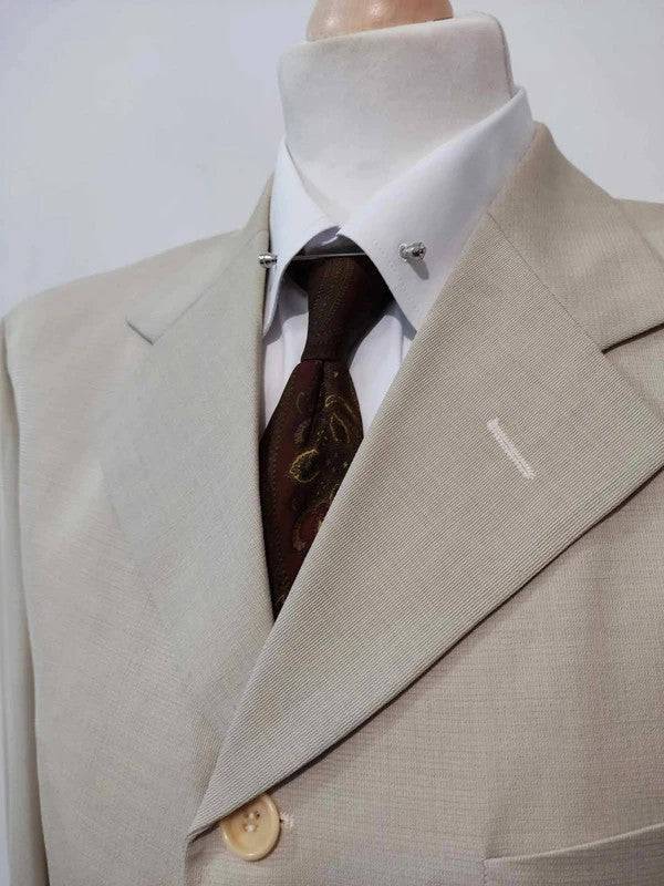 Elegant cream gray wool suit