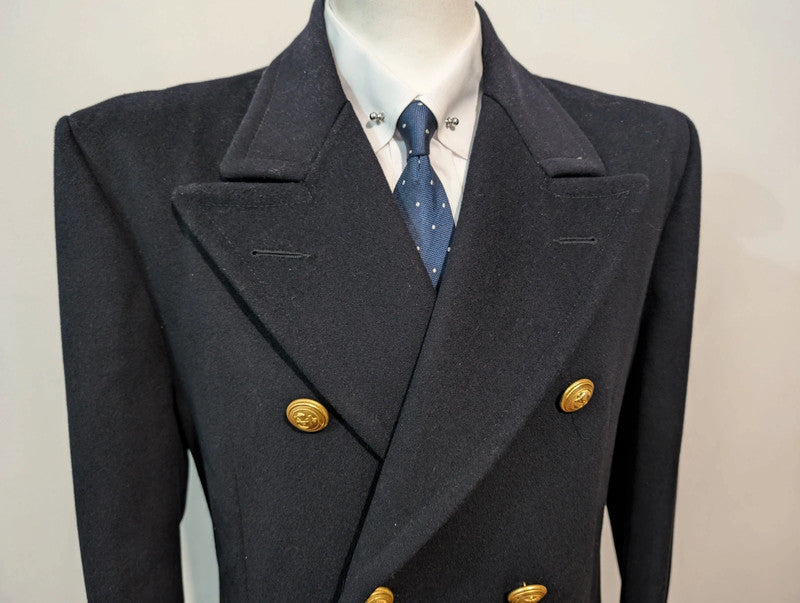 Amazing navy blue wool double breasted coat