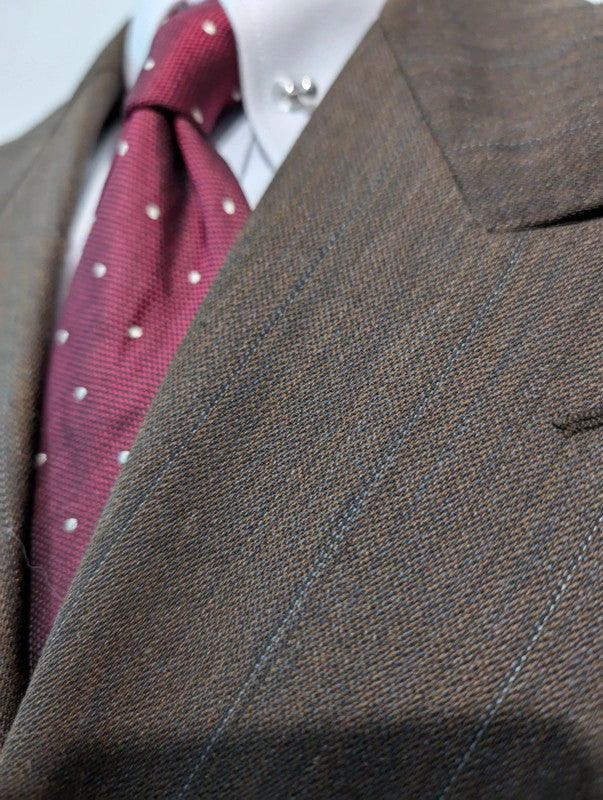 Extraordinary khaki brown wool double-breasted suit