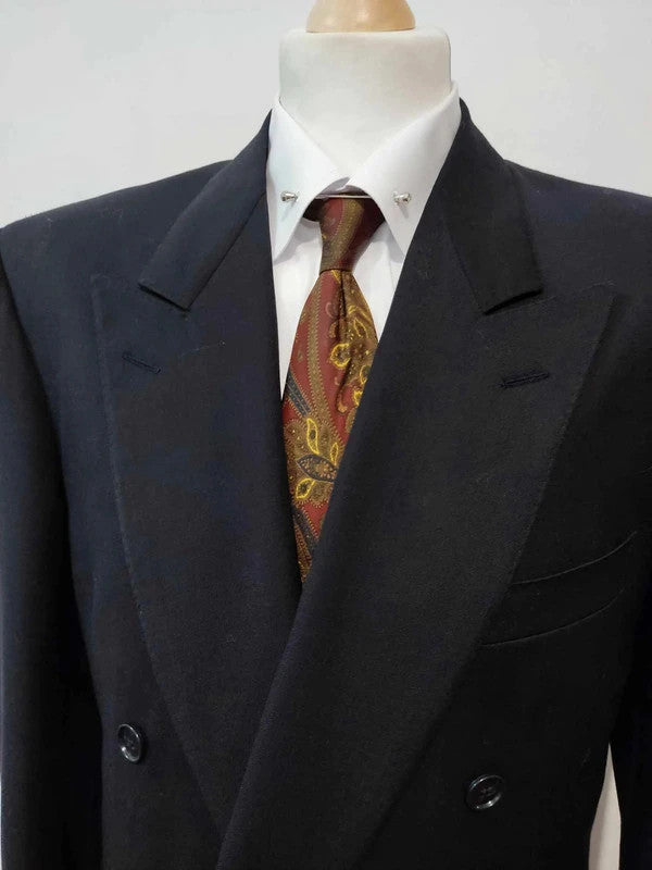 Awesome black wool double-breasted suit