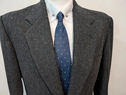Épaisse veste gris à motif chevron en laine