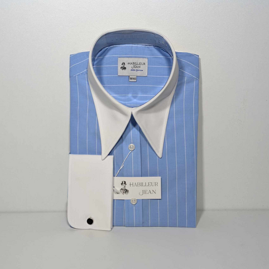 Chemise Winchester col en pointe à rayure Bleues