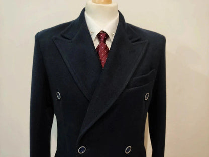 Incroyable manteau croisé bleu en laine