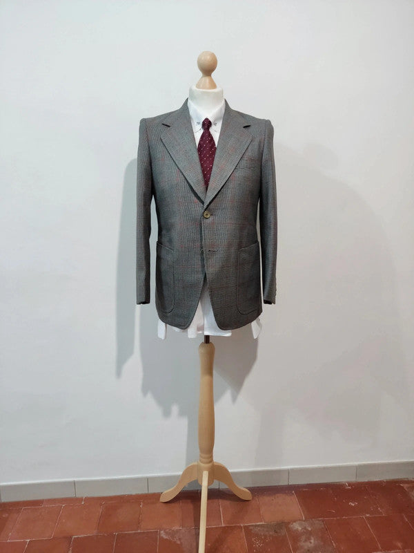 Petit costume gris a carreaux en laine
