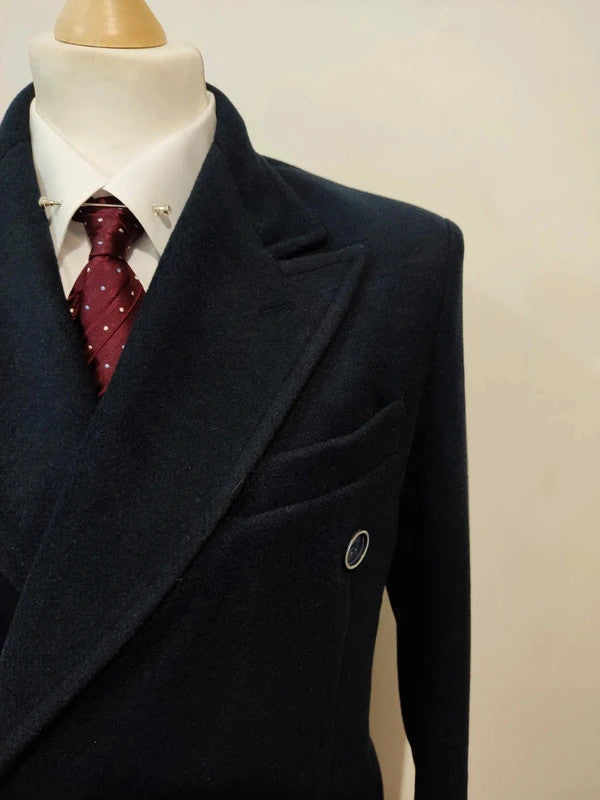 Incroyable manteau croisé bleu en laine