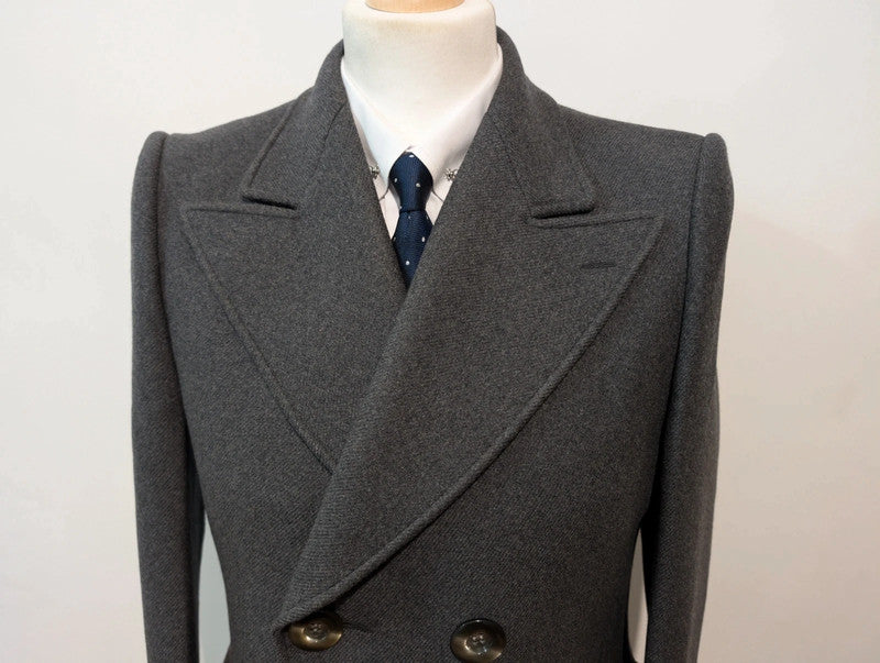 Dangereux manteau croisé gris en laine