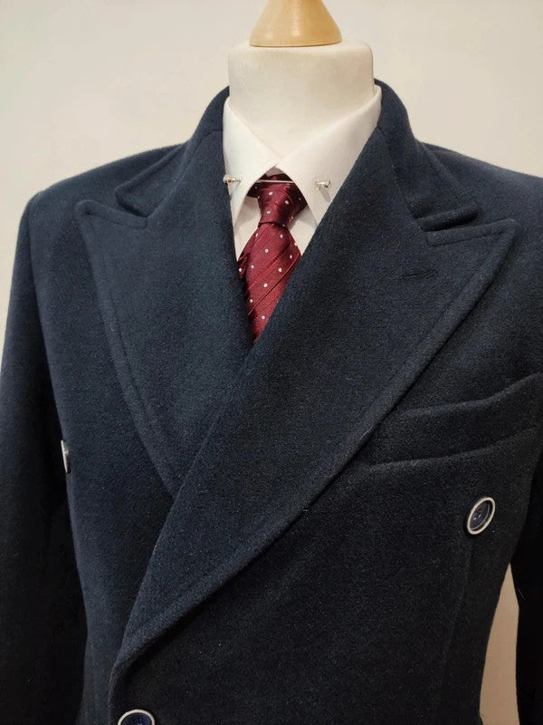 Incroyable manteau croisé bleu en laine