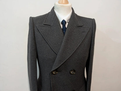 Dangereux manteau croisé gris en laine