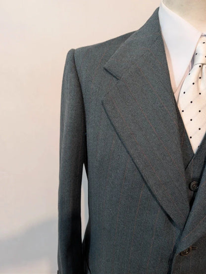 Fabuleux costume 3 pièces vert en laine épaisse