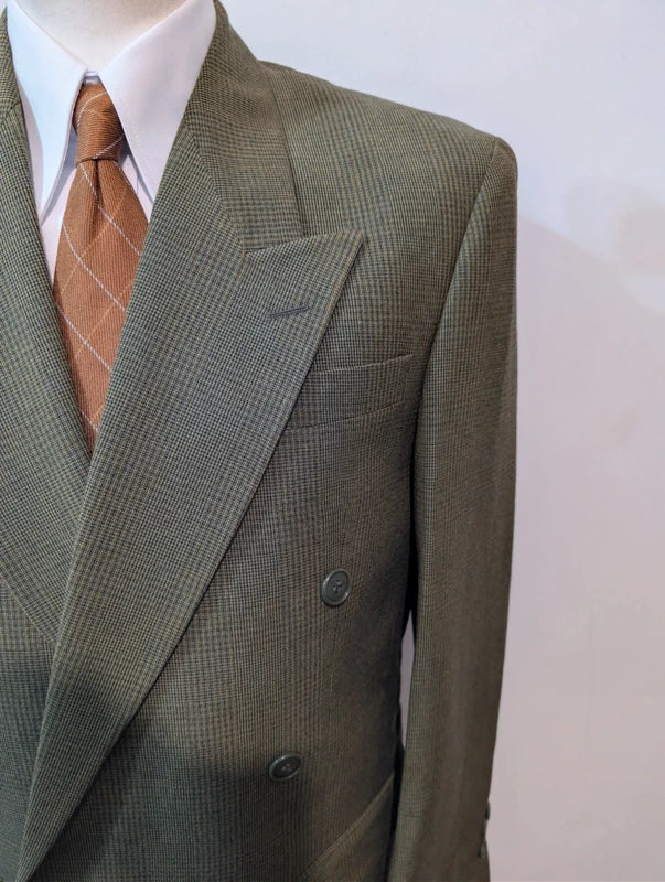 Prächtiger, zweireihiger grüner Wollanzug