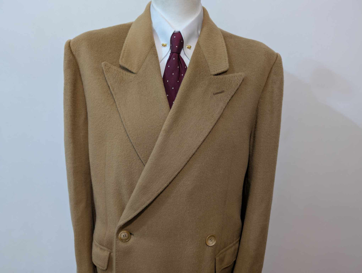 Rarissime manteau croisé Camel en vigogne