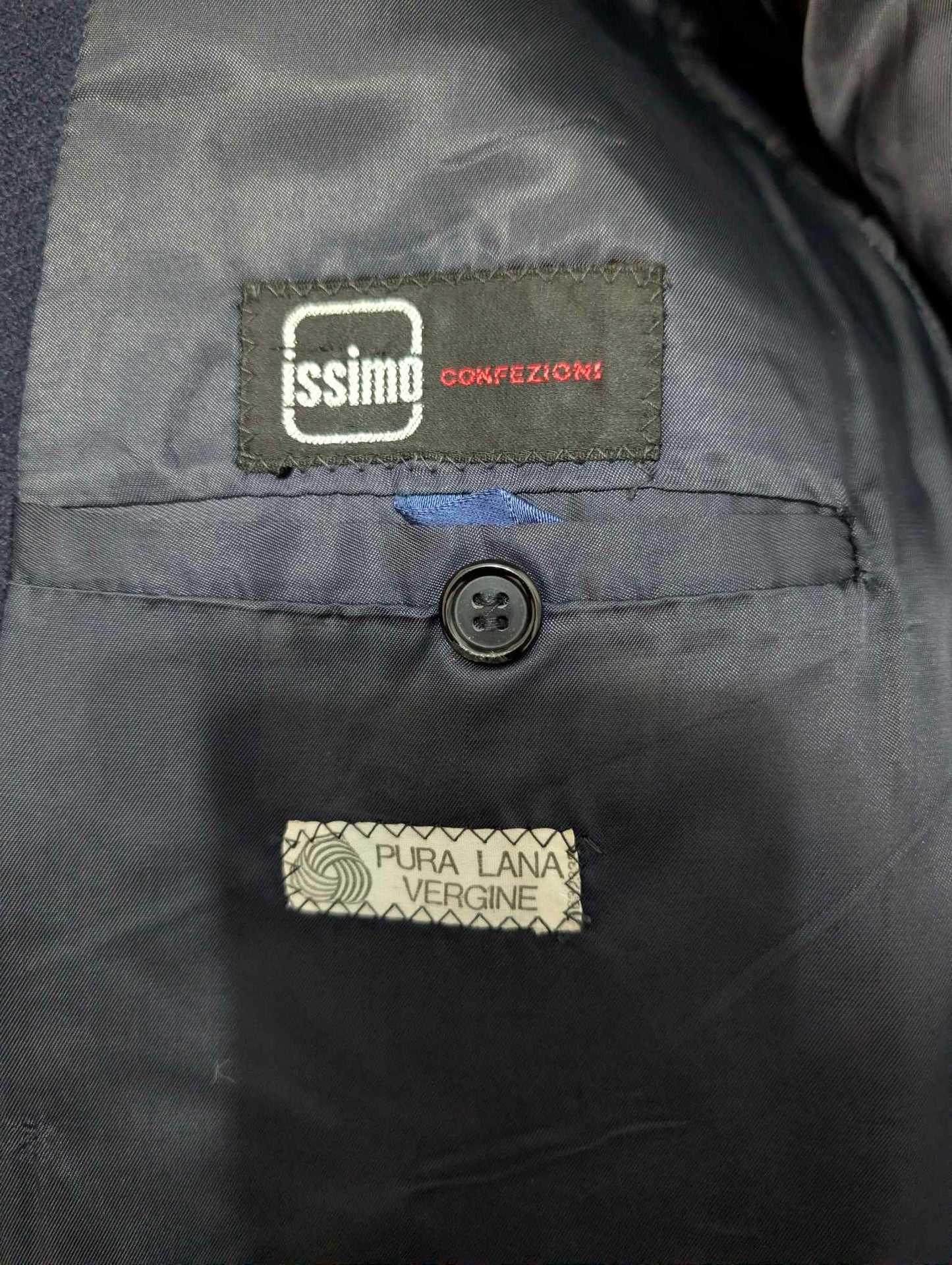 Toller, zweireihiger, marineblauer Wollmantel