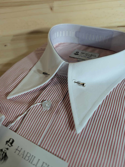Cotton blend pin-point collar shirt