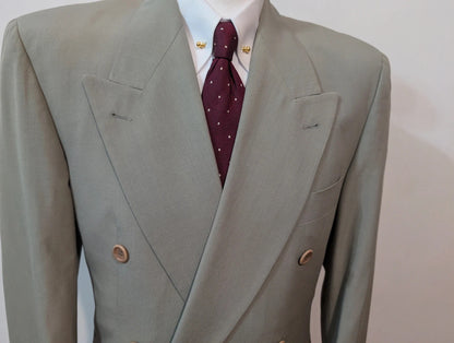 Costume croisé gris vert en laine
