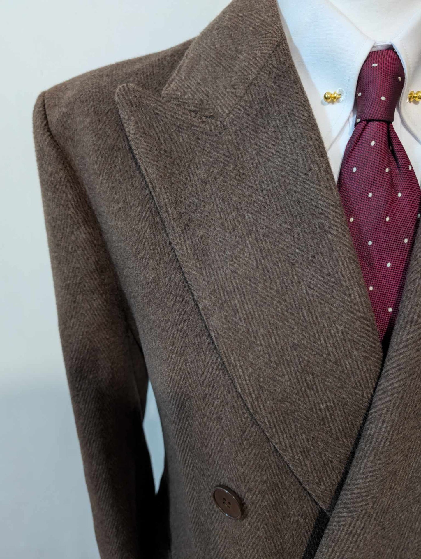 Fabuleux manteau croisé marron a chevron